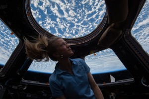 NASA Astronaut Karen Nyberg in the cupola module on the International Space Station (ISS)