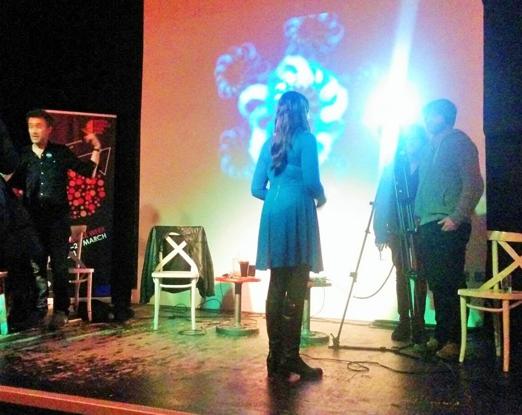 Being interviewed for the British Science Assciation at the Scanning The Horizon event (with BBC's Dallas Campbell on the left)