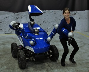 Eloise with ESA's INTERACT robot, operated by astronauts on-board the International Space Station (ISS). The Telerobotics and Haptics team aims to validate advanced robotic control developed for future exploration programmes.