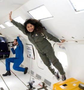 Madhurita during a flight on NASA's reduced gravity aircraft
