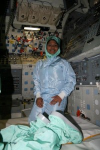 Madhurita on the NASA Space Shuttle Atlantis's Flight Deck