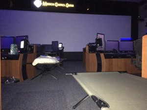 The former NASA Space Shuttle Flight Control Room where the Mission Control Team slept in cots, to keep the International Space Station flying during Hurricane Harvey