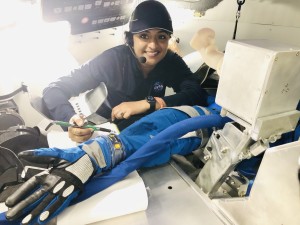 Kavya Manyapu working on the Boeing Starliner Spacesuit, to be worn by astronauts during launch and re-entry onboard the Starliner spacecraft [Image credit: Boeing Company / Kavya Manyapu]