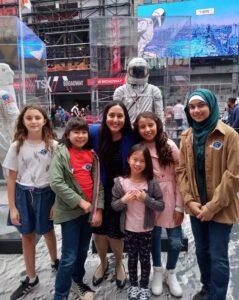 Rocket Women Founder, Vinita Marwaha Madill, with a group of incredible #FutureRocketWomen at the Morgan Stanley Creating Space event in Times Square, NYC, USA in October, 2022