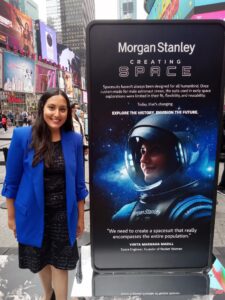 Rocket Women Founder, Vinita, at the Morgan Stanley Creating Space event in Times Square.