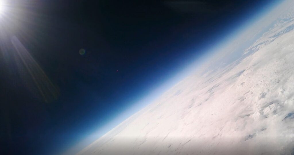 View from the edge of space from the Croydon High School Astrogazers Club's high altitude meteorological balloon Bell-Burnell payload (Credit: Bell-Burnell payload, Astrogazers, Croydon High School)